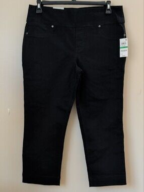 Style & Co. Ella Capri Pants L NWT Black Pull-On Cotton Stretch Capris